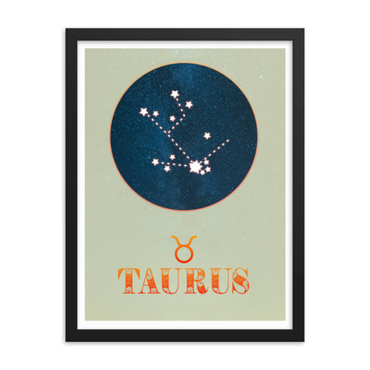 Taurus star sign zodiac framed wall art print 