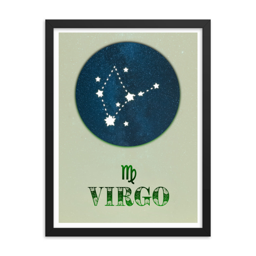 virgo zodiac star sign framed wall art print