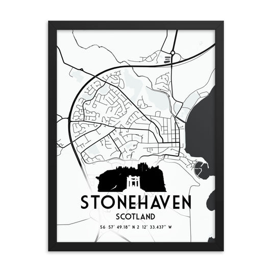 Stonehaven Map Framed Print