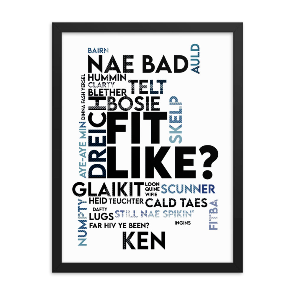 Doric Slang Words Framed Print