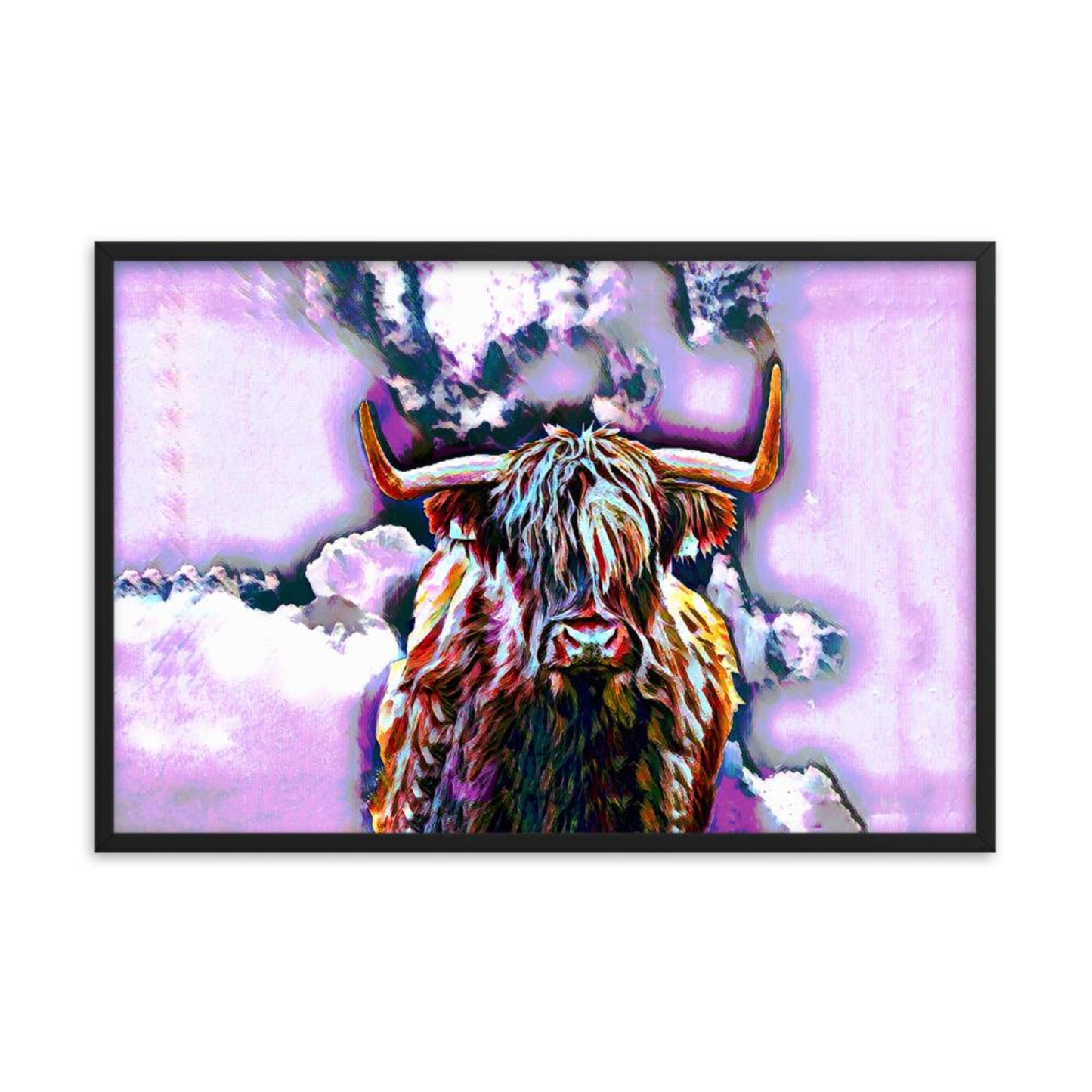 colourful highland cow framed wall art Scotland Scottish