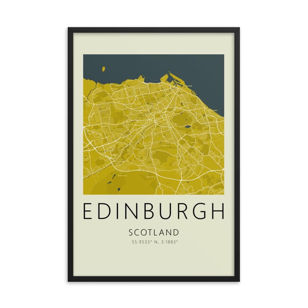 Map of Edinburgh framed poster