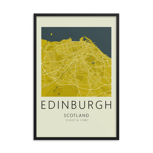 Map of Edinburgh framed poster 