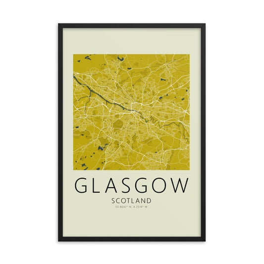 Glasgow Map Framed Print