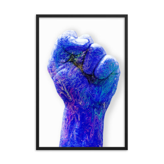 Blue Raised Fist Framed Print