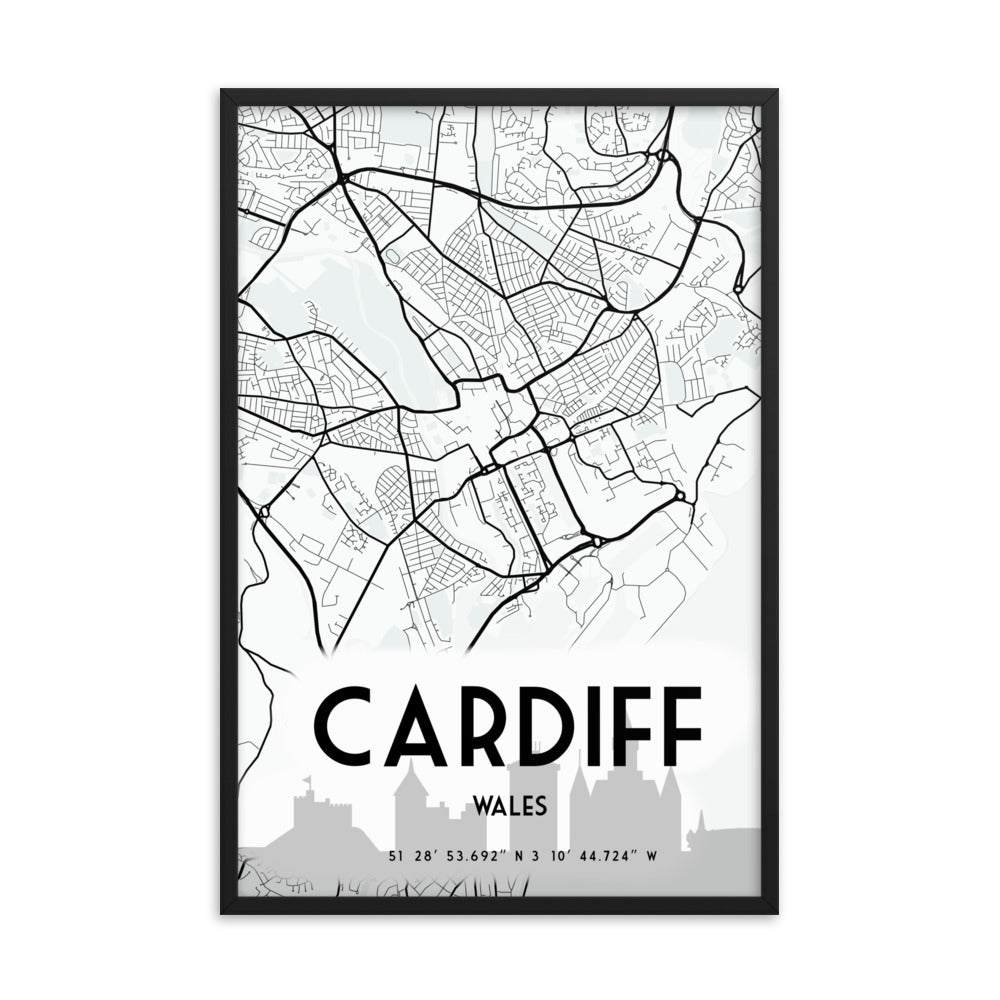city of cardiff framed poster print