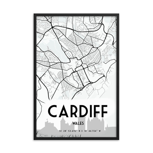 city of cardiff framed poster print