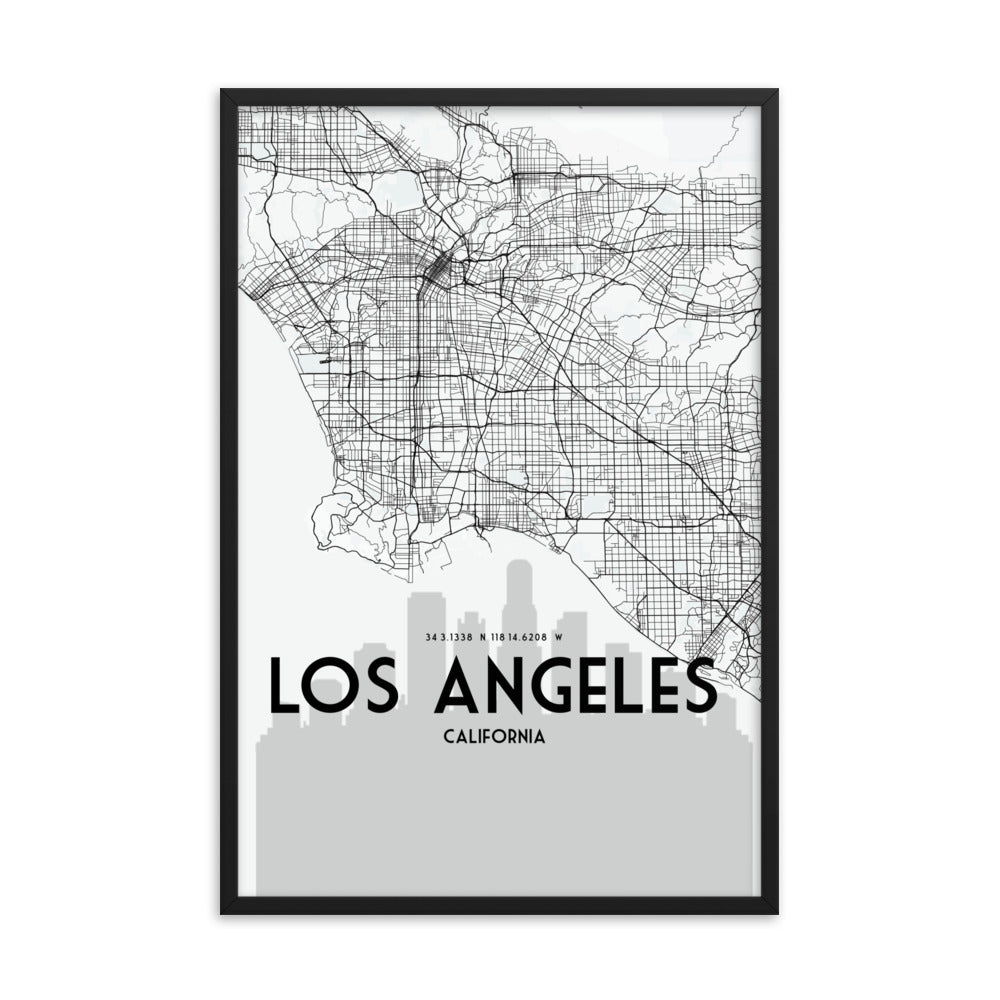 los angeles map framed poster print
