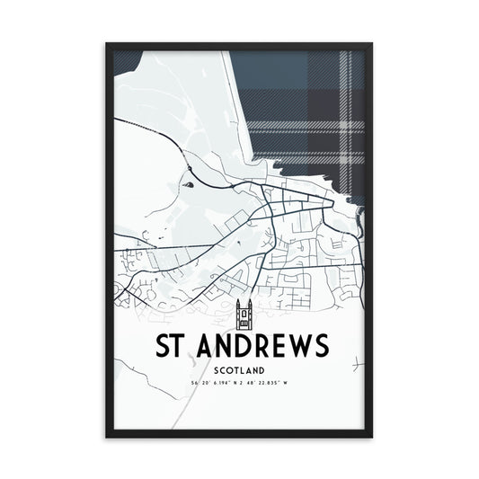 St andrews map framed print