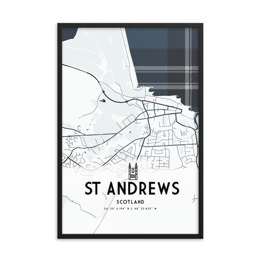 St andrews map framed print 