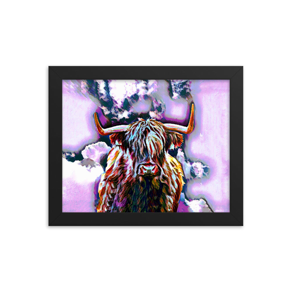Colourised Highland Cow Framed Print