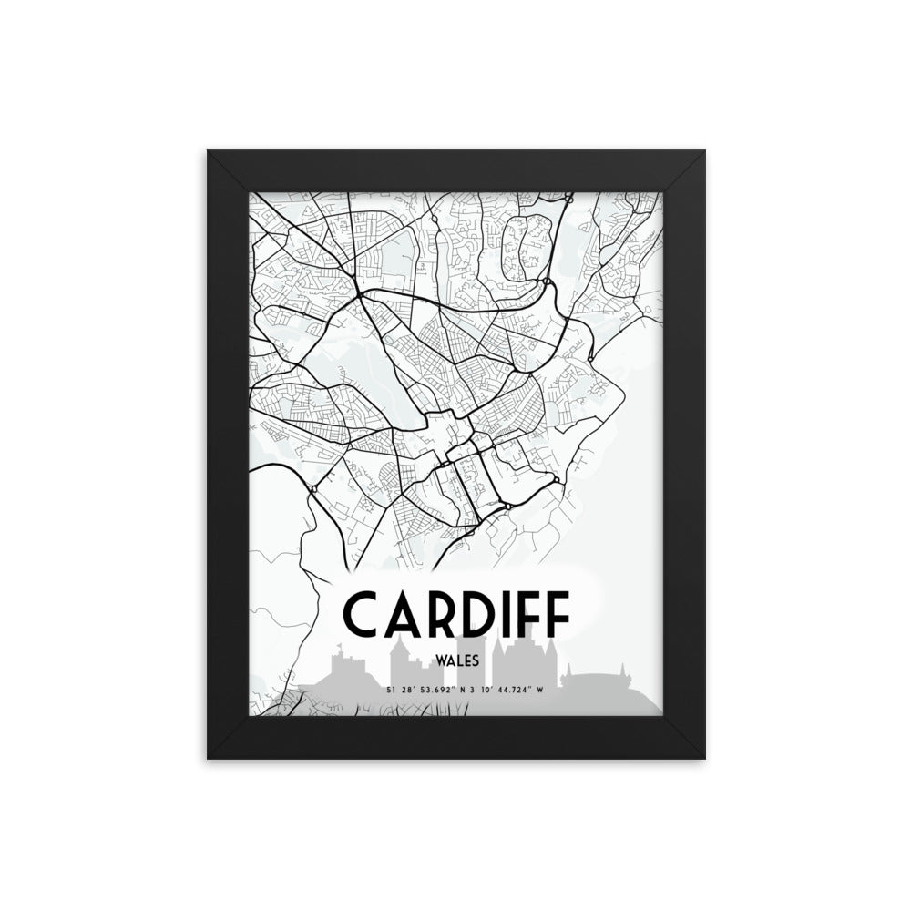 Cardiff Map Framed Print