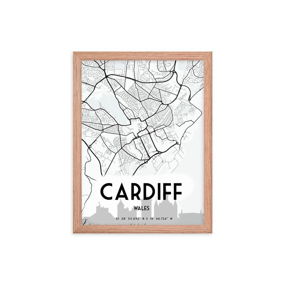 Cardiff Map Framed Print