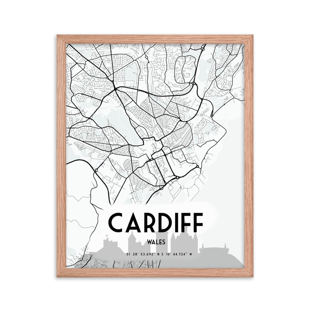 Cardiff Map Framed Print