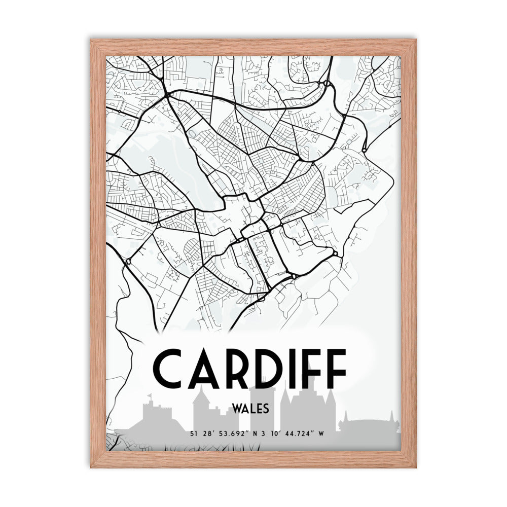 Cardiff Map Framed Print