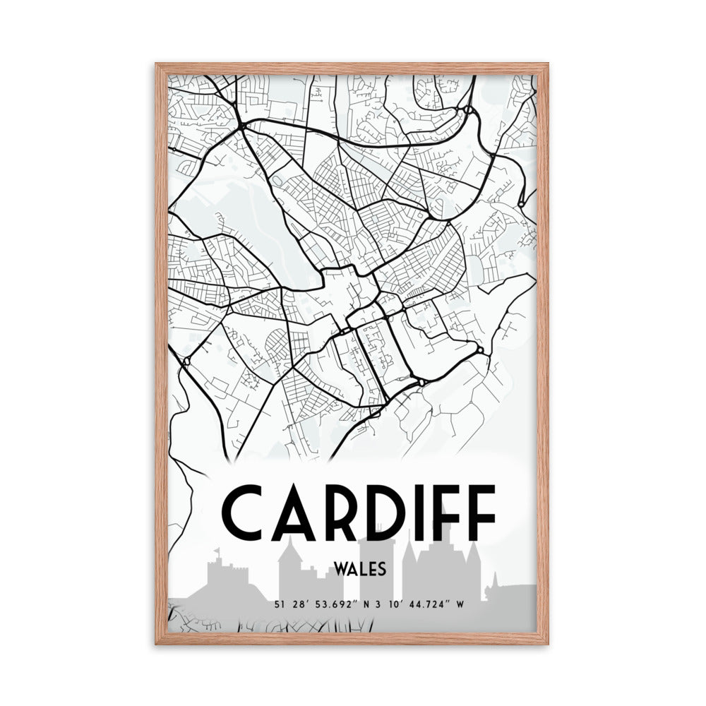 Cardiff Map Framed Print
