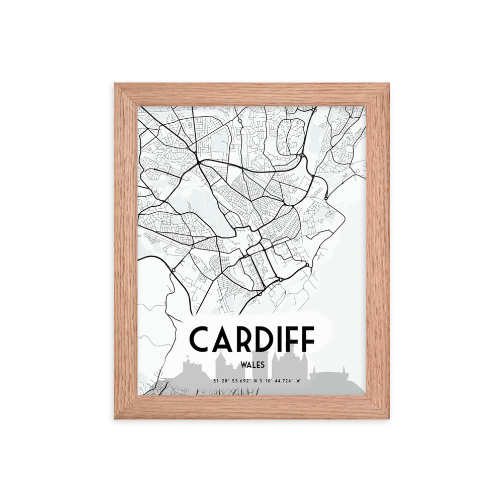 Cardiff Map Framed Print