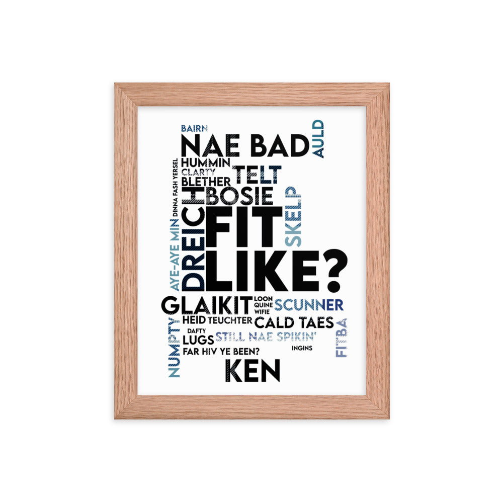 Doric Slang Words Framed Print