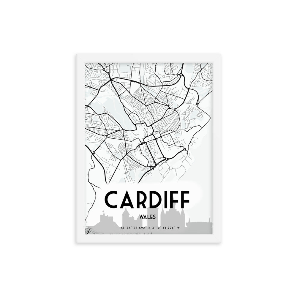 Cardiff Map Framed Print