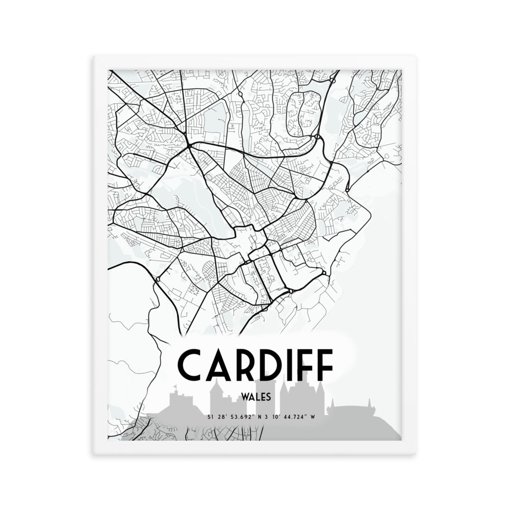 Cardiff Map Framed Print