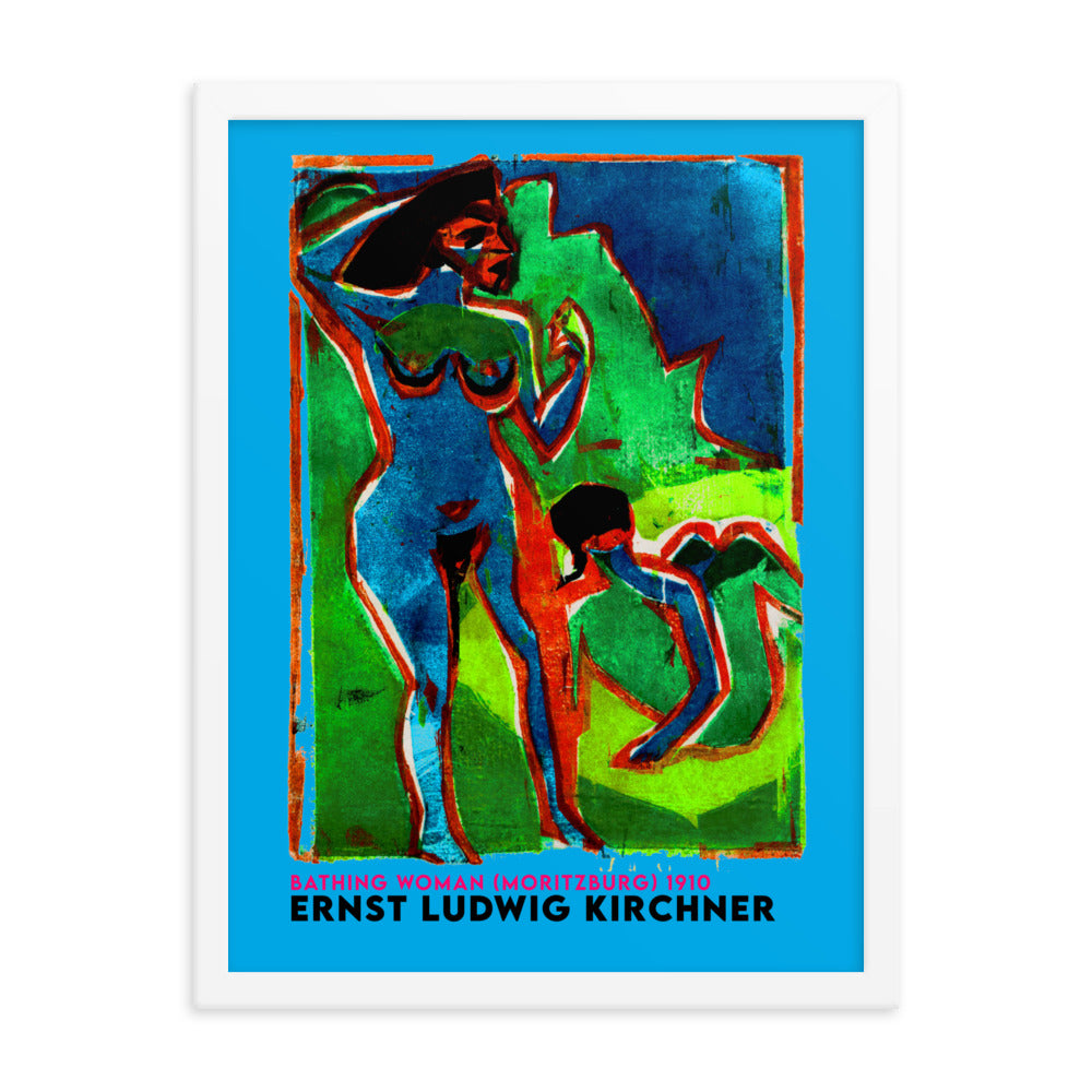 Bathing Woman (Moritzburg) by Ernst Ludwig Kirchner Framed Print