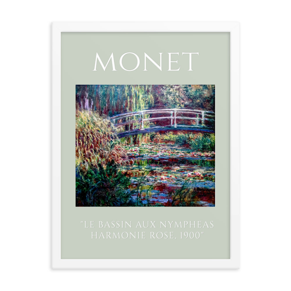 Le Bassin aux nymphéas, harmonie rose by Claude Monet Framed Print