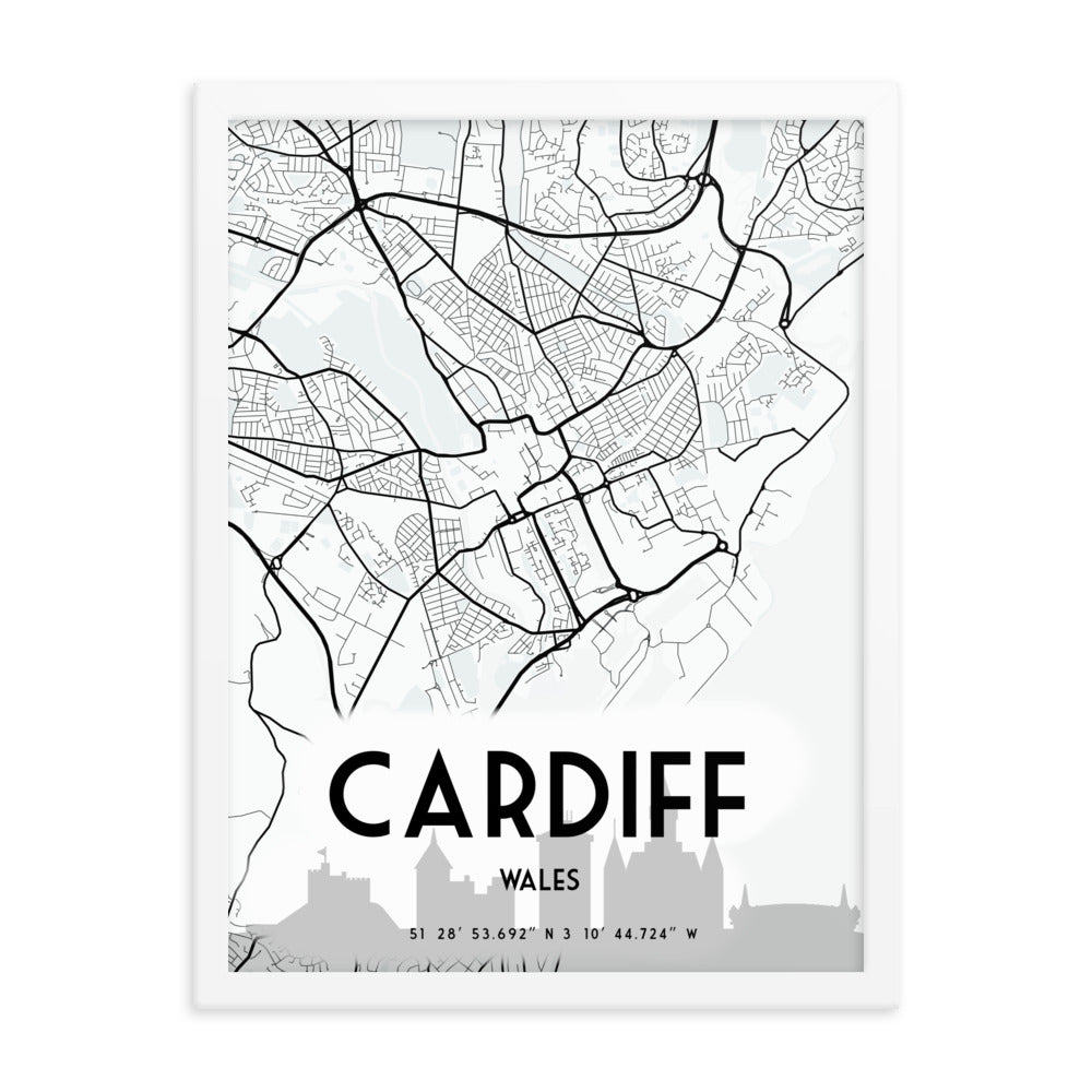 Cardiff Map Framed Print