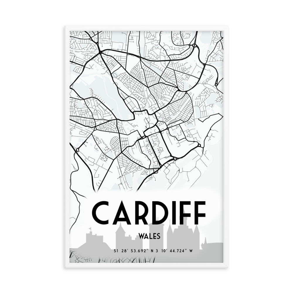 Cardiff Map Framed Print