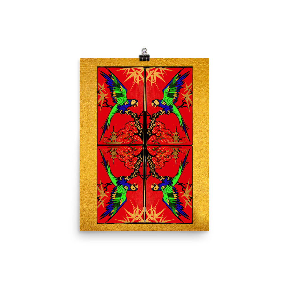 Golden Red Bird Poster Print