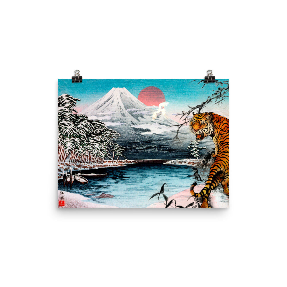 Mt. Fuji from Tagonoura, Snow Scene (1932) by Hiroaki Takahashi Poster Print