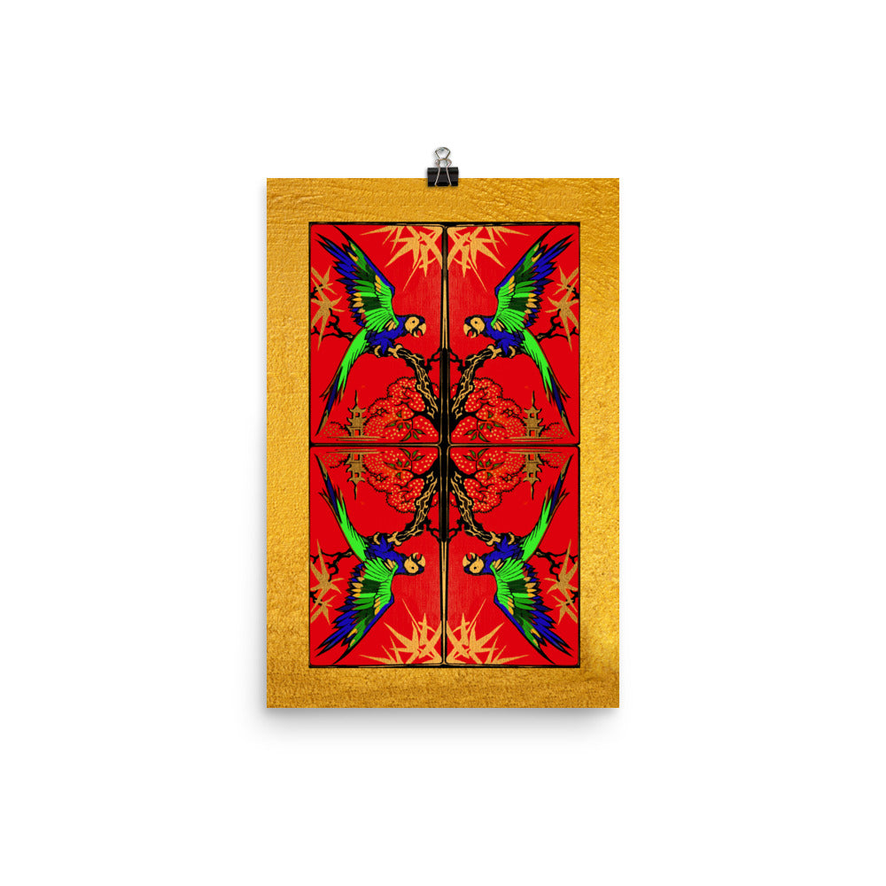 Golden Red Bird Poster Print