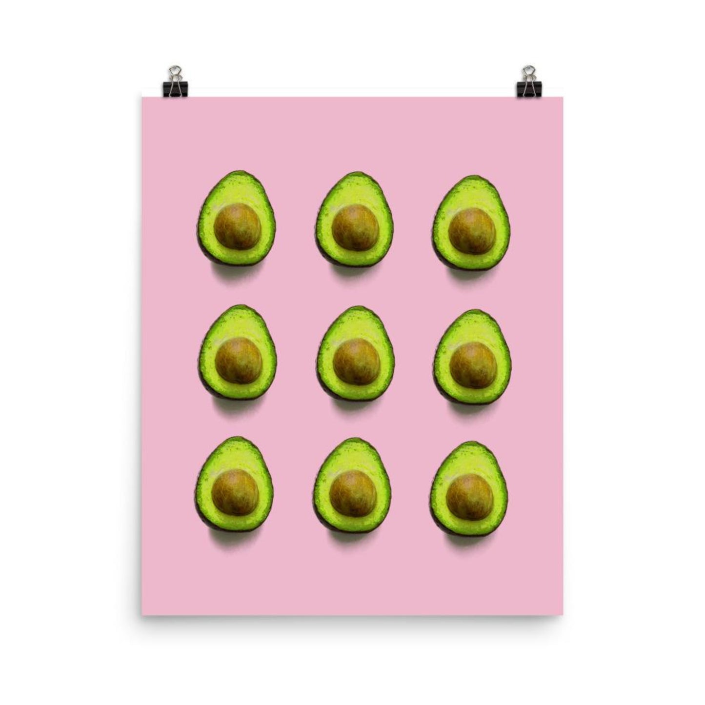 avocado prints on a pink background