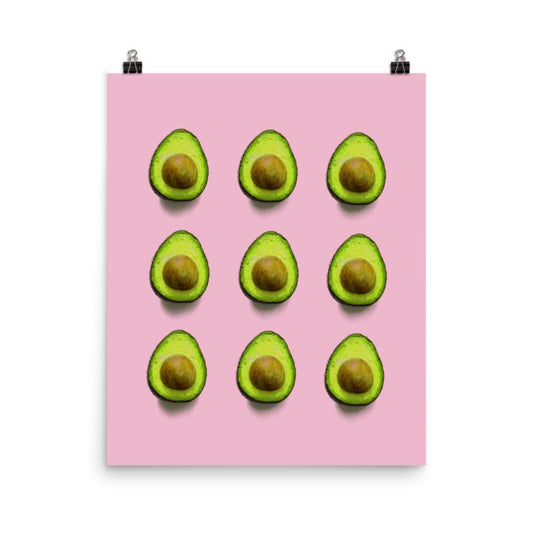 avocado prints on a pink background 