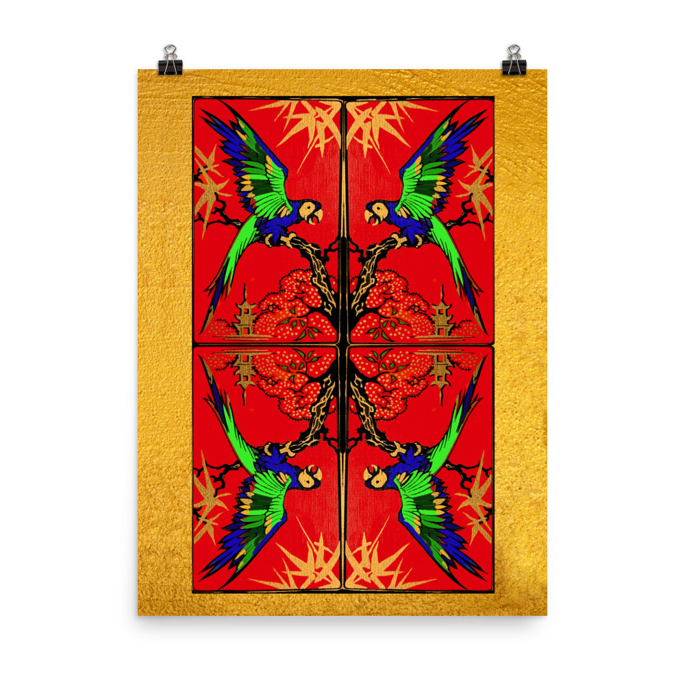Golden Red Bird Poster Print