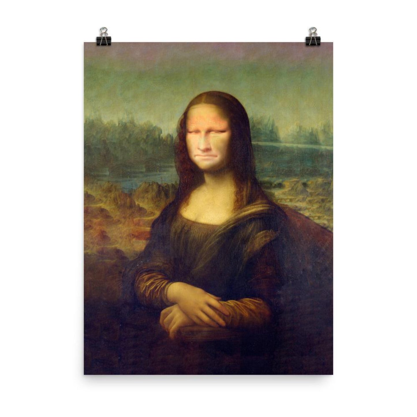 funny mona lisa face poster