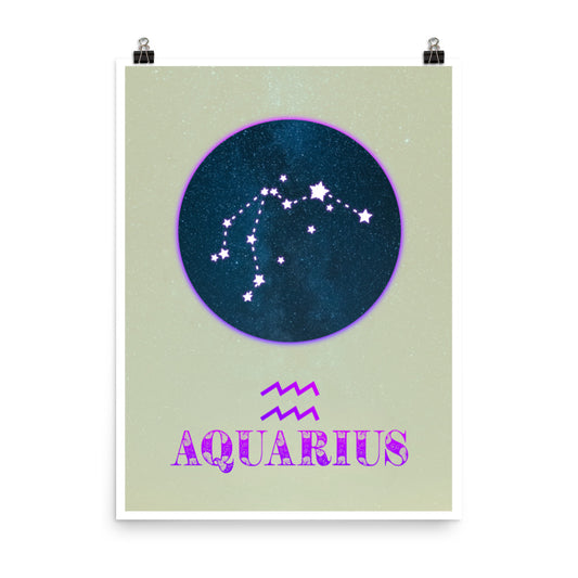 aquarius zodiac star sign poster wall art print 