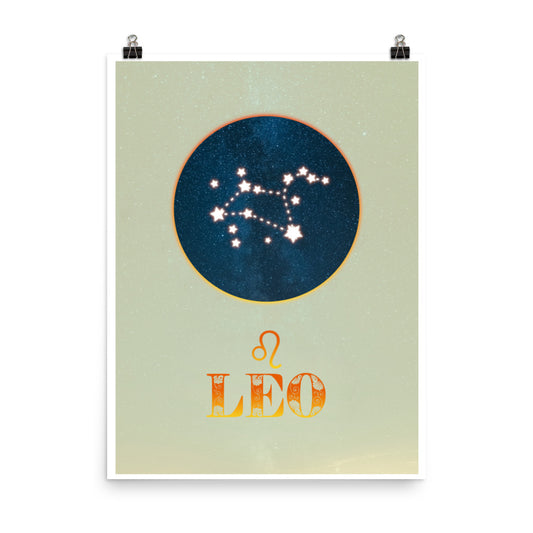 Leo zodiac star sign poster wall art print