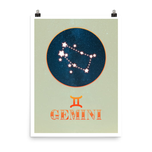 Gemini zodiac star sign poster wall art print
