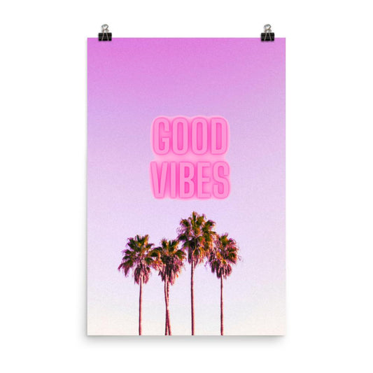 good vibes poster wall art with palm treet 