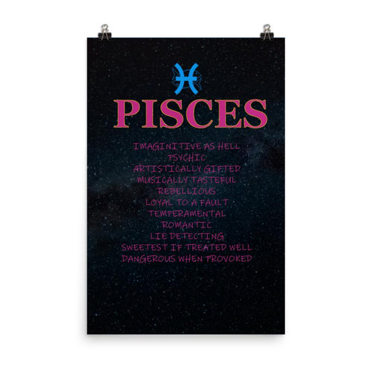 Funny description of a Pisces poster print 