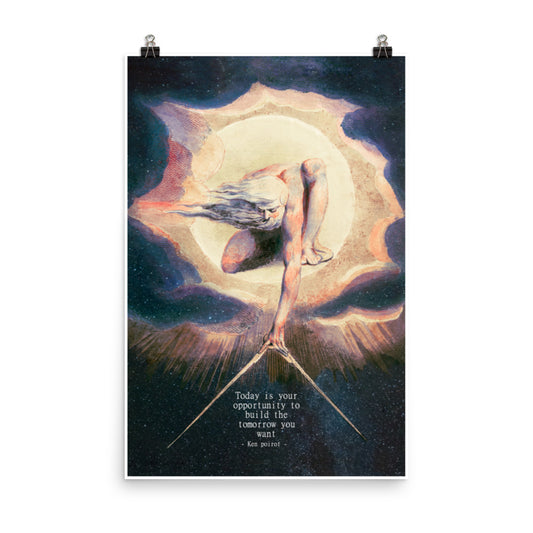 Ancient of Days Setting a Compass to the Earth (1794) Poster Print by William blake. Quote by Ken Poirot