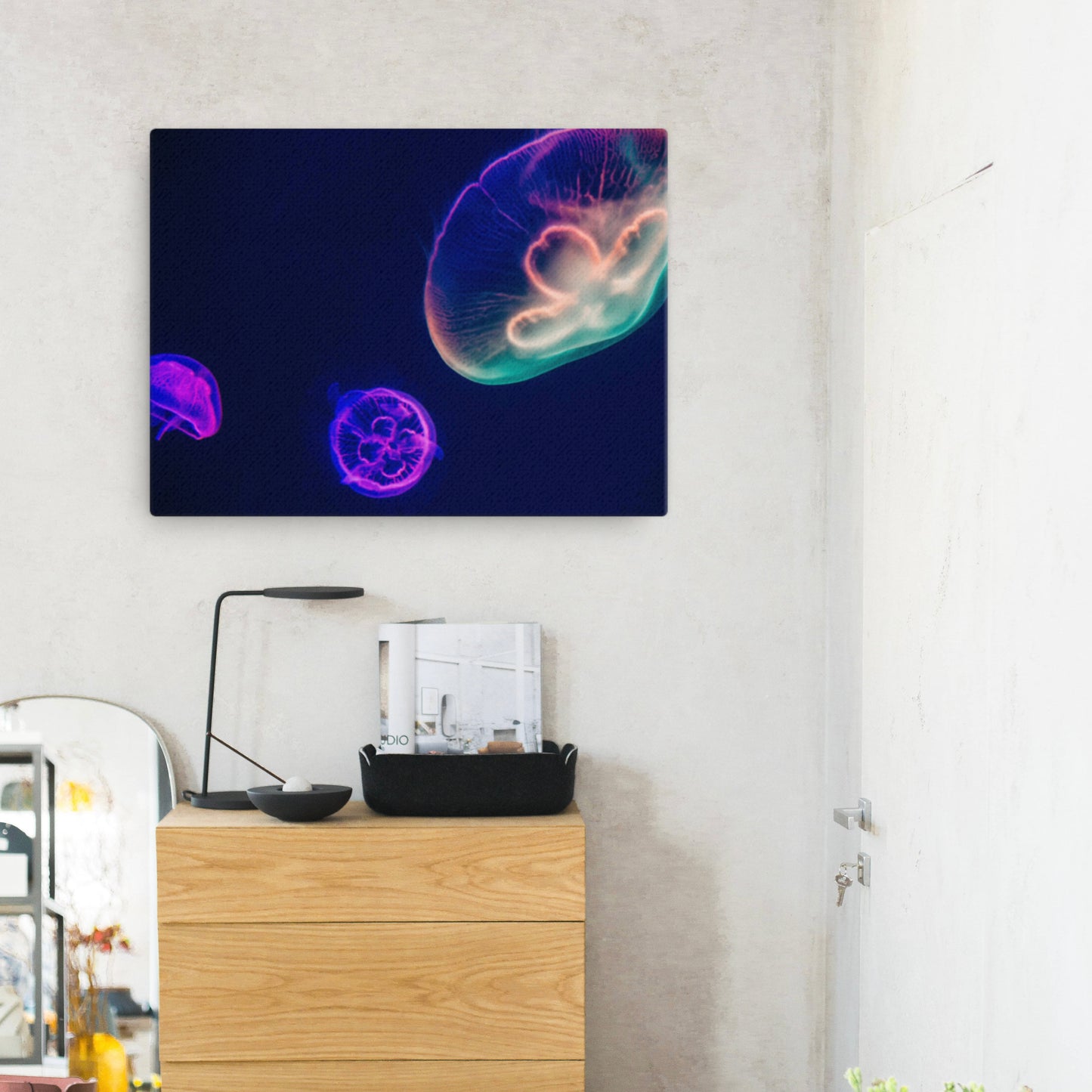Neon Jellyfish Canvas Print