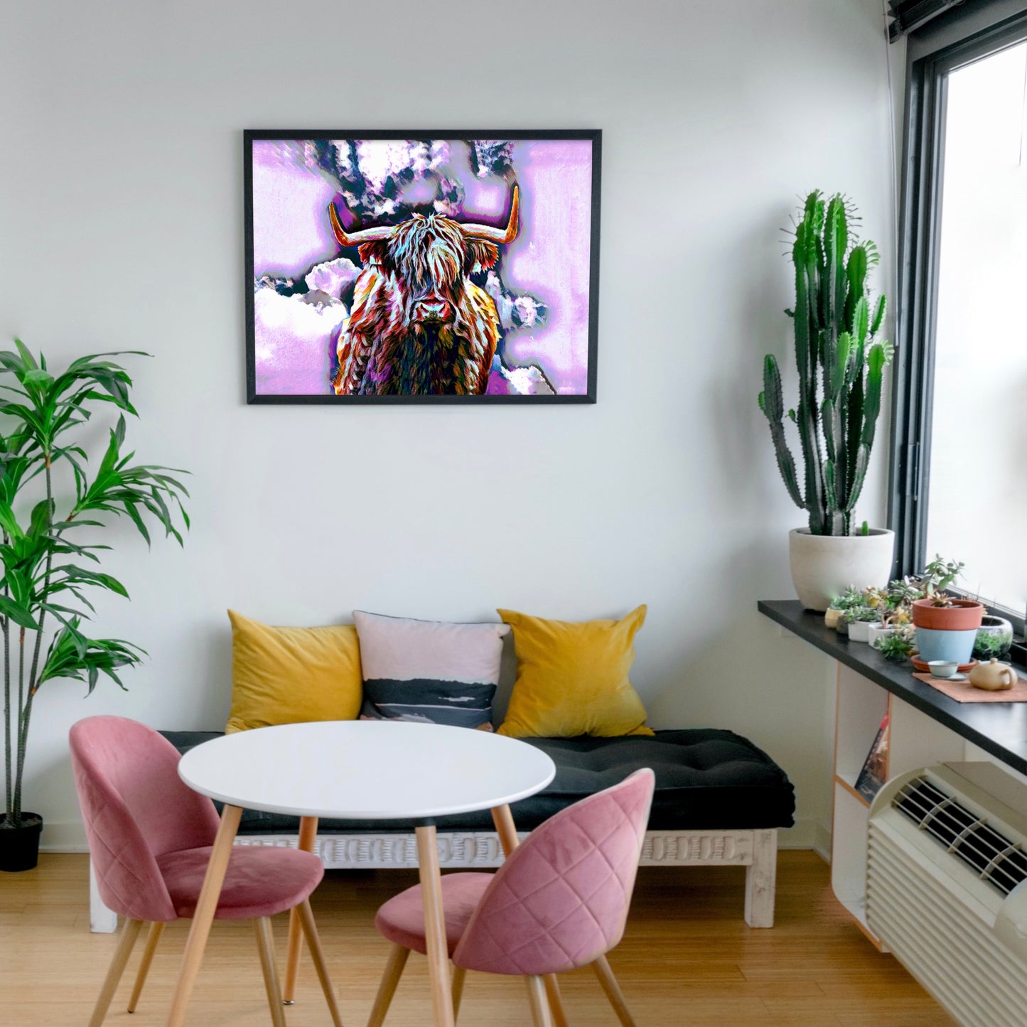 Colourised Highland Cow Framed Print