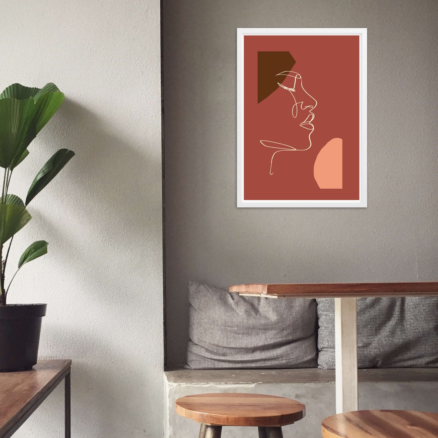 lined side face framed wall art