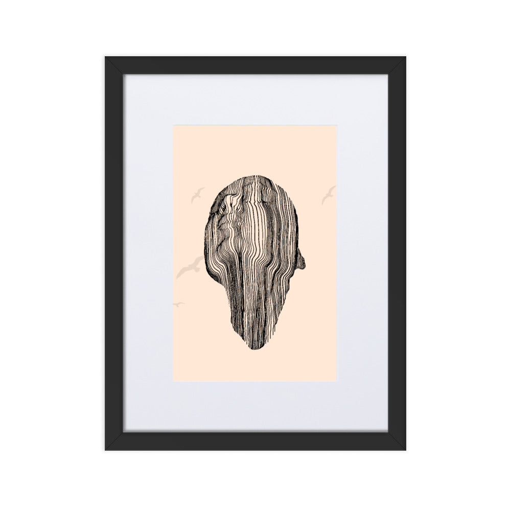 Many Lined Face Framed Print With Mat Board