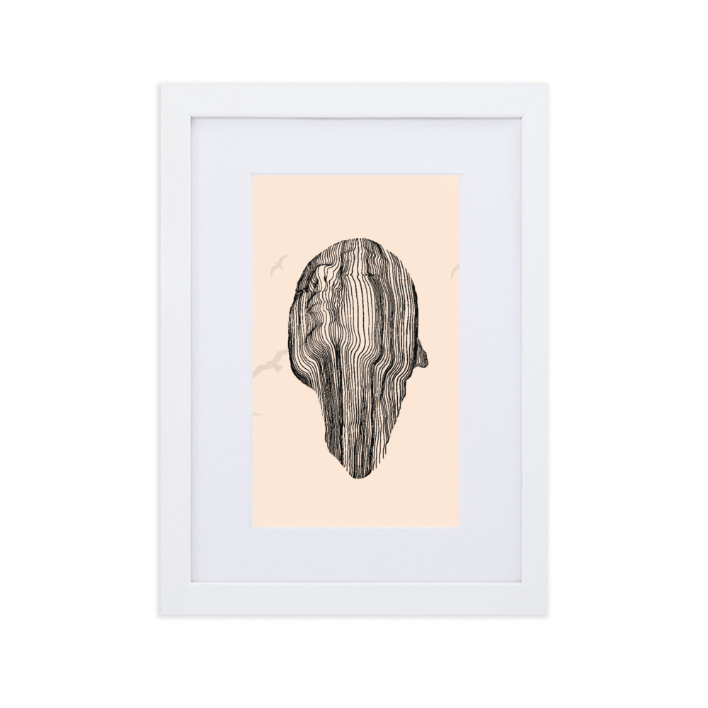 Many Lined Face Framed Print With Mat Board