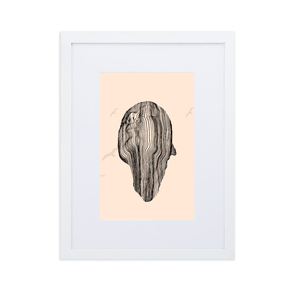 Many Lined Face Framed Print With Mat Board