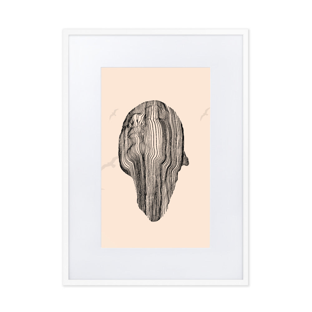 Many Lined Face Framed Print With Mat Board