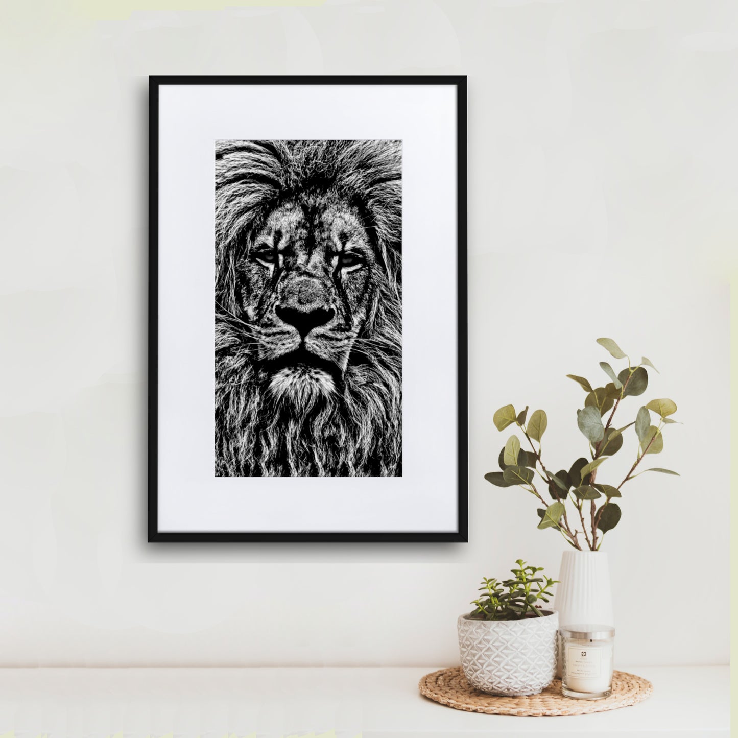 Mono Lion Framed Print With Mat Board