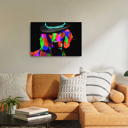smoking dog canvas wall art print